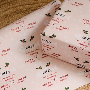 Christmas Personalised Cat Wrapping Paper, 2 of 3