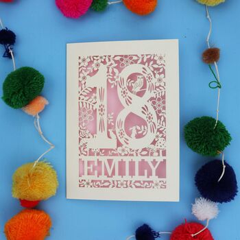 Personalised 18th Birthday Card Papercut Woodland Design, 6 of 11