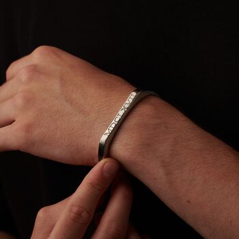 Silver Open Cuff Bangle, Engraved Bracelets For Men And Women, 4 of 10