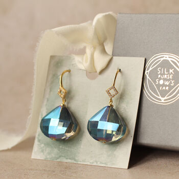Labradorite Blue Drop Art Deco Earrings, 4 of 9