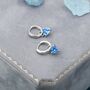 Sterling Silver Aquamarine Blue Trillion Cut Cz Hoop Earrings, thumbnail 6 of 11