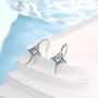 Sterling Silver Manta Ray Fish Drop Hook Earrings With Blue Cz, thumbnail 2 of 12