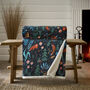 Fox And Florals Soft Fleece Throw With Sherpa Backing 41021039, thumbnail 1 of 4