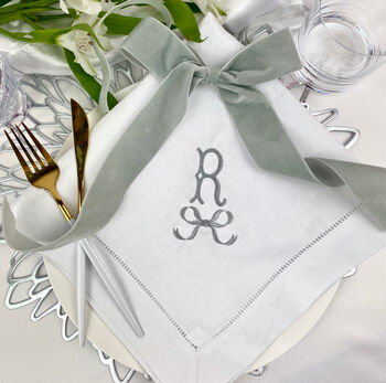 Embroidered Linen Bow Napkin, 4 of 5