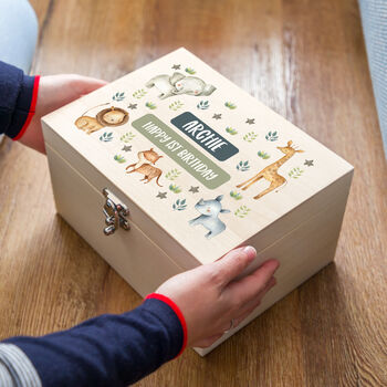 Personalised Jungle Animals Keepsake Box Gift For Children, 2 of 6