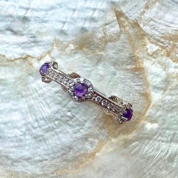Amethyst Gemstone 925 Sterling Silver Stacking Ring, 4 of 6