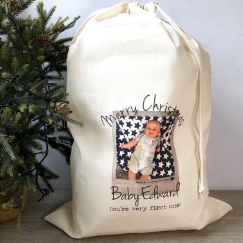 Personalised Santa Sack With Photo And Caption, 2 of 2