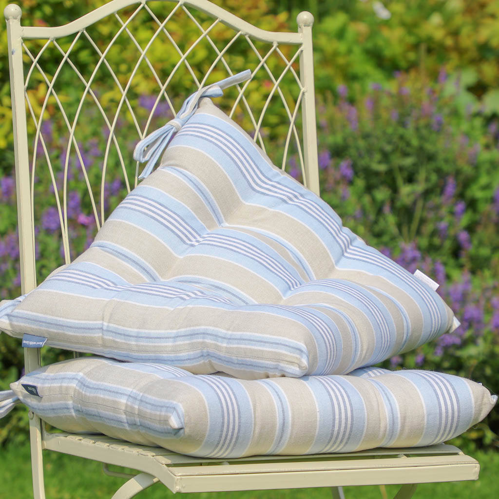 Millstone Blue Striped Garden Seat Pads By Dibor | notonthehighstreet.com