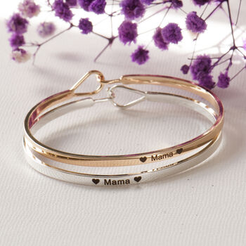 Mama Skinny Brass Bangle In Gold Or Silver Finish, 2 of 12