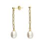 Clara Pearl Gold Plate Drop Earrings, thumbnail 3 of 4