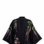 Wisteria And Chrysanthemum Black And Pink Embroidered Short Kimono, thumbnail 6 of 7