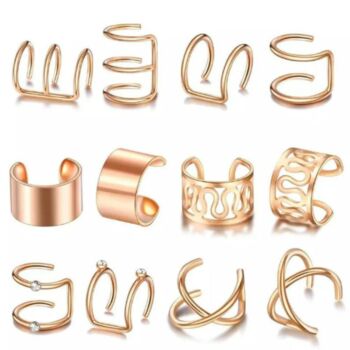 12 And Six Pcs Gold Non Pierced Wide Ear Cuff, 3 of 3