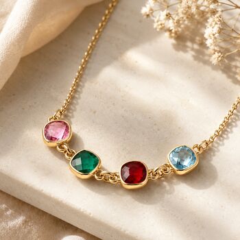 Personalised Square Shaped Family Birthstones Necklace, 9 of 12