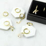 Gold Plated 925 Silver Crystal Initial Hoop Earrings, thumbnail 11 of 12