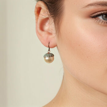 Verdigris Pearl Acorn Earrings, 2 of 12