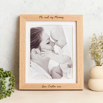 Personalised Solid Oak Mounted Photo Frame With Size Options, 5 of 11