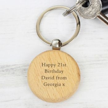 Personalised Solid Beech Wood Keyring, 2 of 5