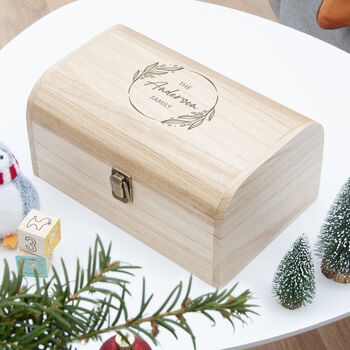 Personalised Family Christmas Wooden Keepsake Chest, 6 of 10