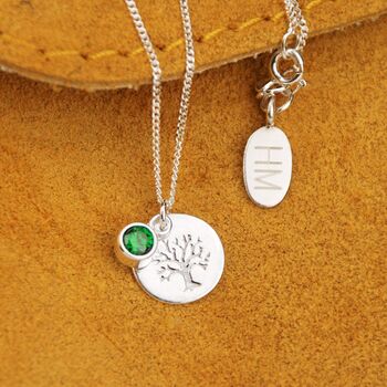 Personalised Silver Tree Of Life Birthstone Necklace, 2 of 8