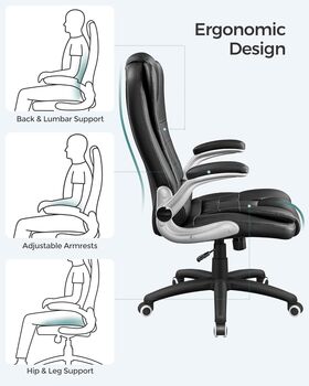 High Back Office Swivel Chair With Flip Up Armrests, 8 of 9