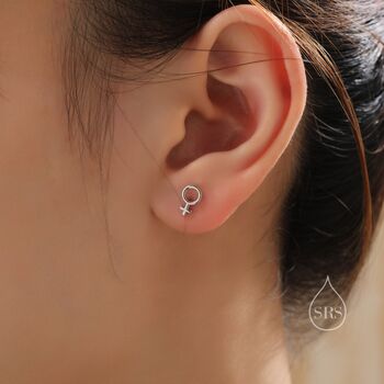 Sterling Silver Female Symbol Stud Earrings, 4 of 12