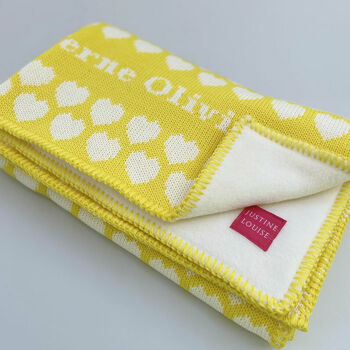 Personalised Knitted Heart Baby Blanket, 2 of 11
