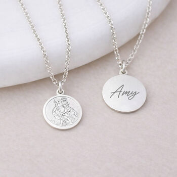 Tiny Personalised Sterling Silver St Christopher Pendant Necklace, 2 of 5