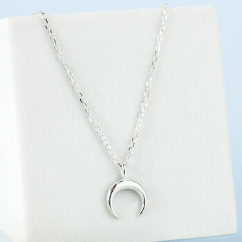 Sterling Silver Crescent Moon Pendant Necklace, 2 of 5