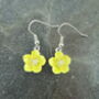 Buttercup Yellow Flower Drop Earrings, thumbnail 3 of 5