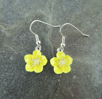 Buttercup Yellow Flower Drop Earrings, 3 of 5