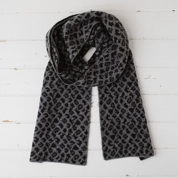 Leopard Lambswool Reversible Scarf, 4 of 12
