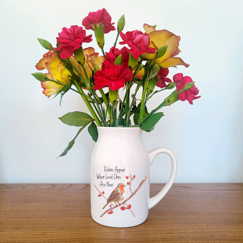 Personalised Robin Memorial Flower Vase, 1 of 8