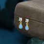 Tiny Opal Cz Dangle Stud Earrings Sterling Silver, thumbnail 6 of 11