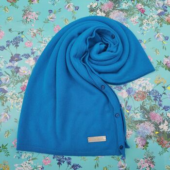 Peacock Blue 100% Cashmere Button Poncho Gift Boxed, 5 of 10