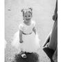 Duchess Satin Tutu Flower Girl Dress With Tulle Puff Sleeves, thumbnail 4 of 11