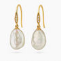 9ct Gold Keshi Pearl And Diamond Drop Earrings – 9mm, thumbnail 3 of 7