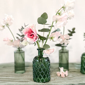 Forest Green Textured Glass Bottle Vase 13cm, 3 of 7