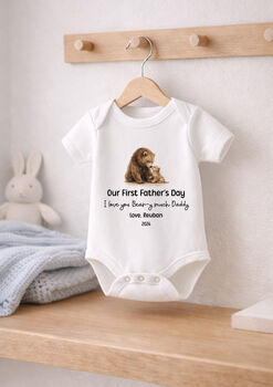 Personalised First Father’s Day Bear Baby Outfit, 3 of 7