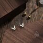 Sterling Silver Cz Butterfly Barbell Earrings, thumbnail 4 of 11