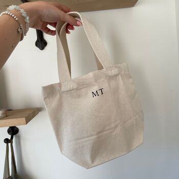 Personalised Mini Canvas Tote Lunch Hand Bag, 2 of 4