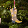 Personalised Cowboy Boot Christmas Decoration, thumbnail 3 of 10