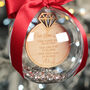 Love Story Met Engaged Married Wedding Ring Christmas Bauble, thumbnail 2 of 5