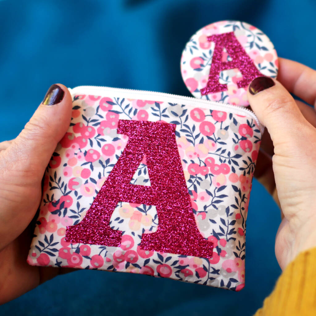 Liberty Glitter Initial Purse And Mirror Birthday Gift, 1 of 5