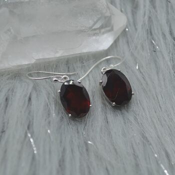 Garnet Earrings: Dangle Drop, Oval, January Birthstone, 6 of 11