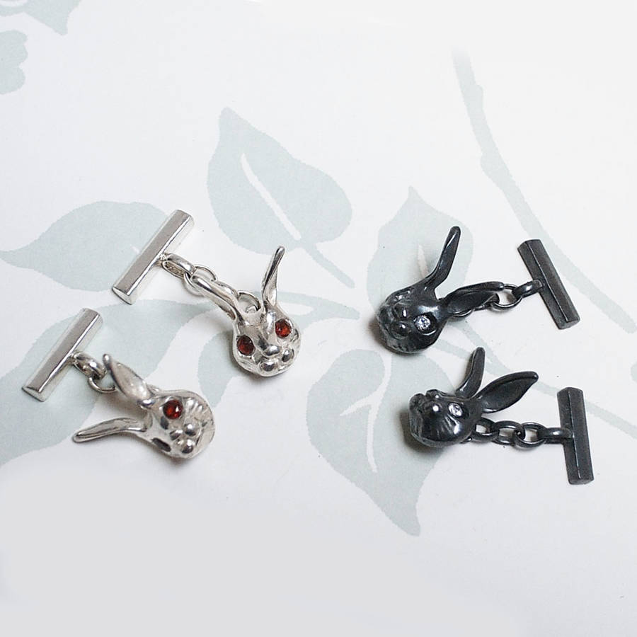 Image of Red Eyed Bunny Rabbit Cufflinks