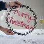 Merry Christmas Holly Fairy Light Wreath, thumbnail 1 of 6