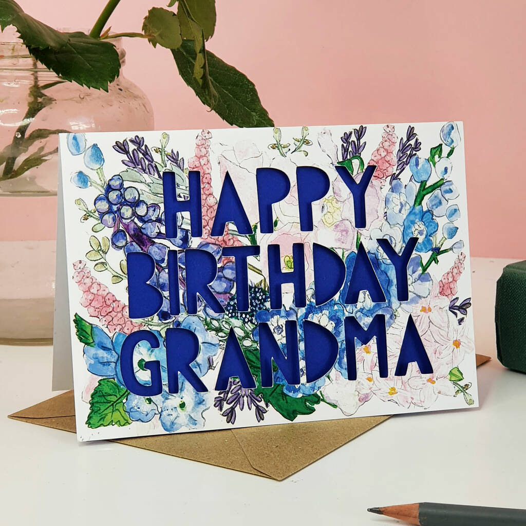 Happy Birthday Grandma Or Nanny Paper Cut Card, 1 of 2
