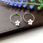 Sterling Silver Cherry Blossom Flower Hoop Earrings, thumbnail 6 of 9