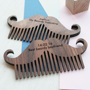 Personalised Wooden Beard And Moustache Comb, 6 of 9