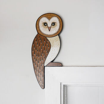 Hand Painted Barn Owl Door Topper, 4 of 5